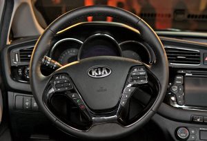 The steering wheel inside of a Kia vehicle | Superior Kia