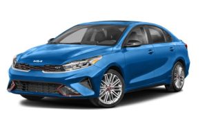 A photo of a 2023 Kia Forte in sporty blue taken near Orangeburg, SC