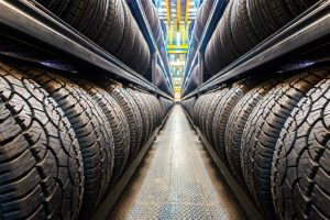 A photo of a tire storeroom taken near Orangeburg, South Carolina.