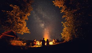 People camping near a landmark near Orangeburg, South Carolina.