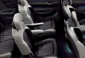 The interior of a 2024 Kia EV9 photographed near Orangeburg, South Carolina