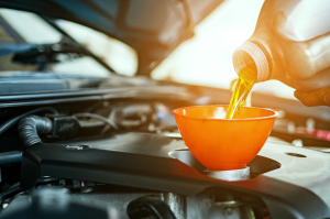 An oil change being performed at a service center near Orangeburg, SC