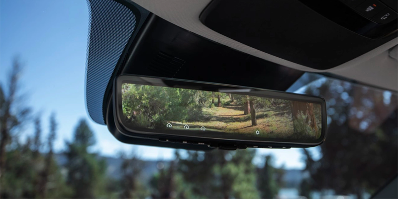An interior photo of the rearview mirror in a 2025 Kia Carnival near Orangeburg, SC